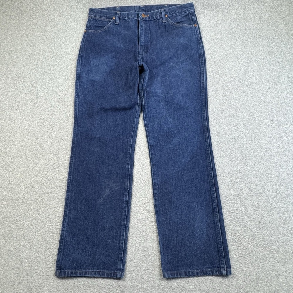 Wrangler Western Wear Jeans Men‎ 38x32 Cotton Straight Denim Cowboy Rodeo Indigo